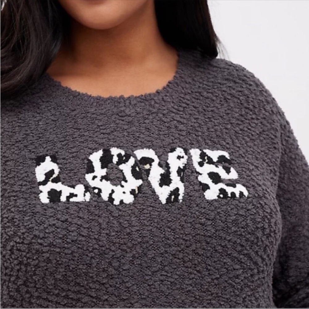 torrid Love Graphic Boucle Knit Pullover Sweater Grey - Picture 16 of 16